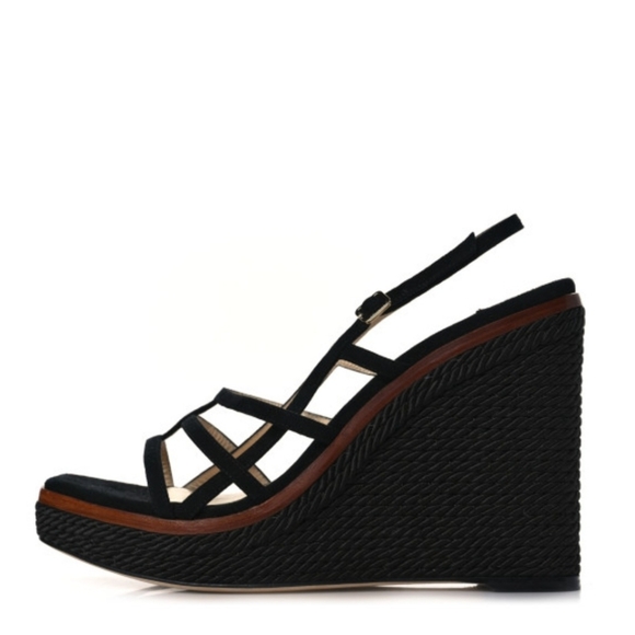 JIMMY CHOO Suede Ariela 110 Wedge Sandals Size 39 - Picture 4 of 10